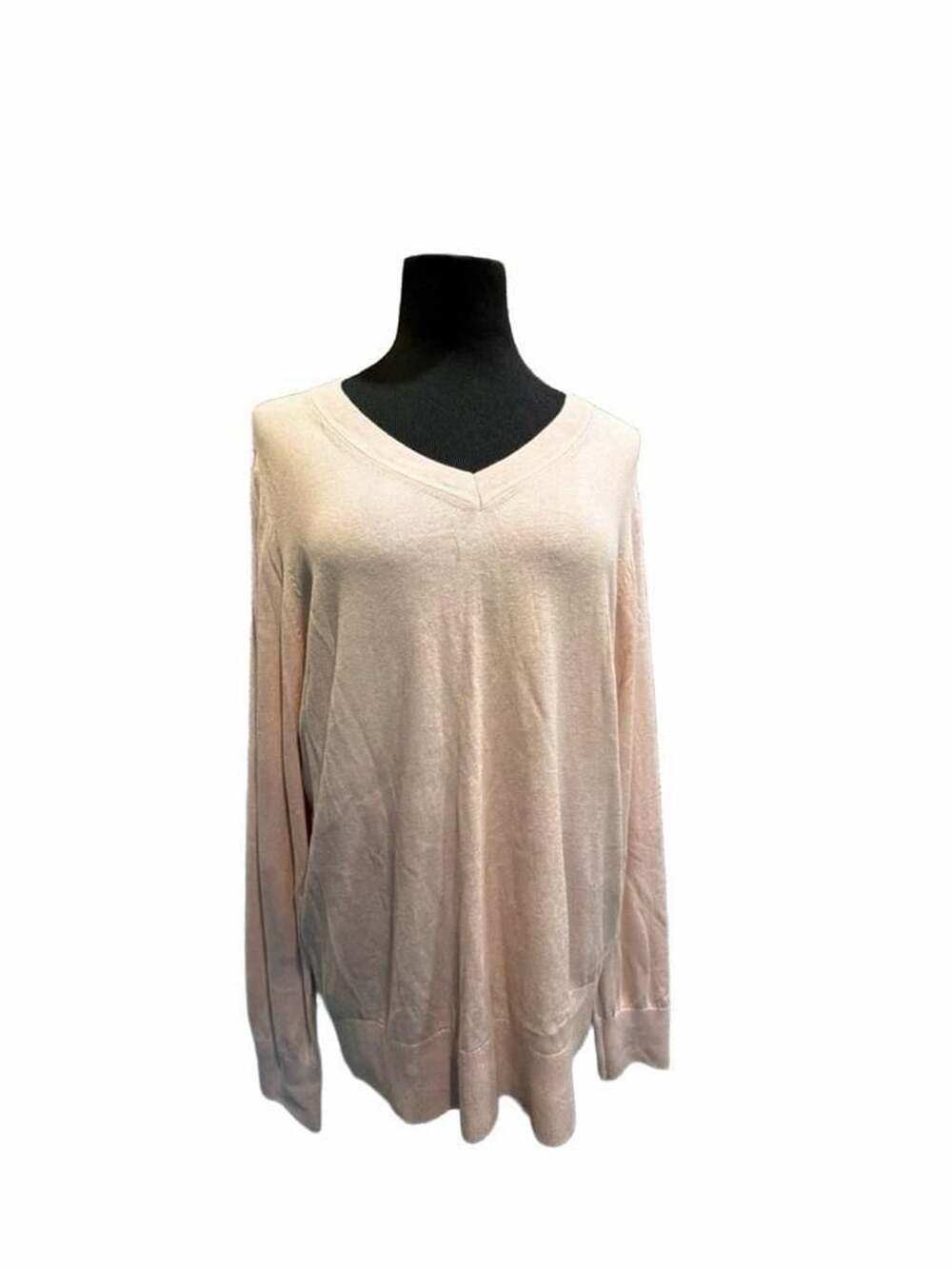 Quince V-Neck Sweater Size L Pink Cotton Cashmere Blend